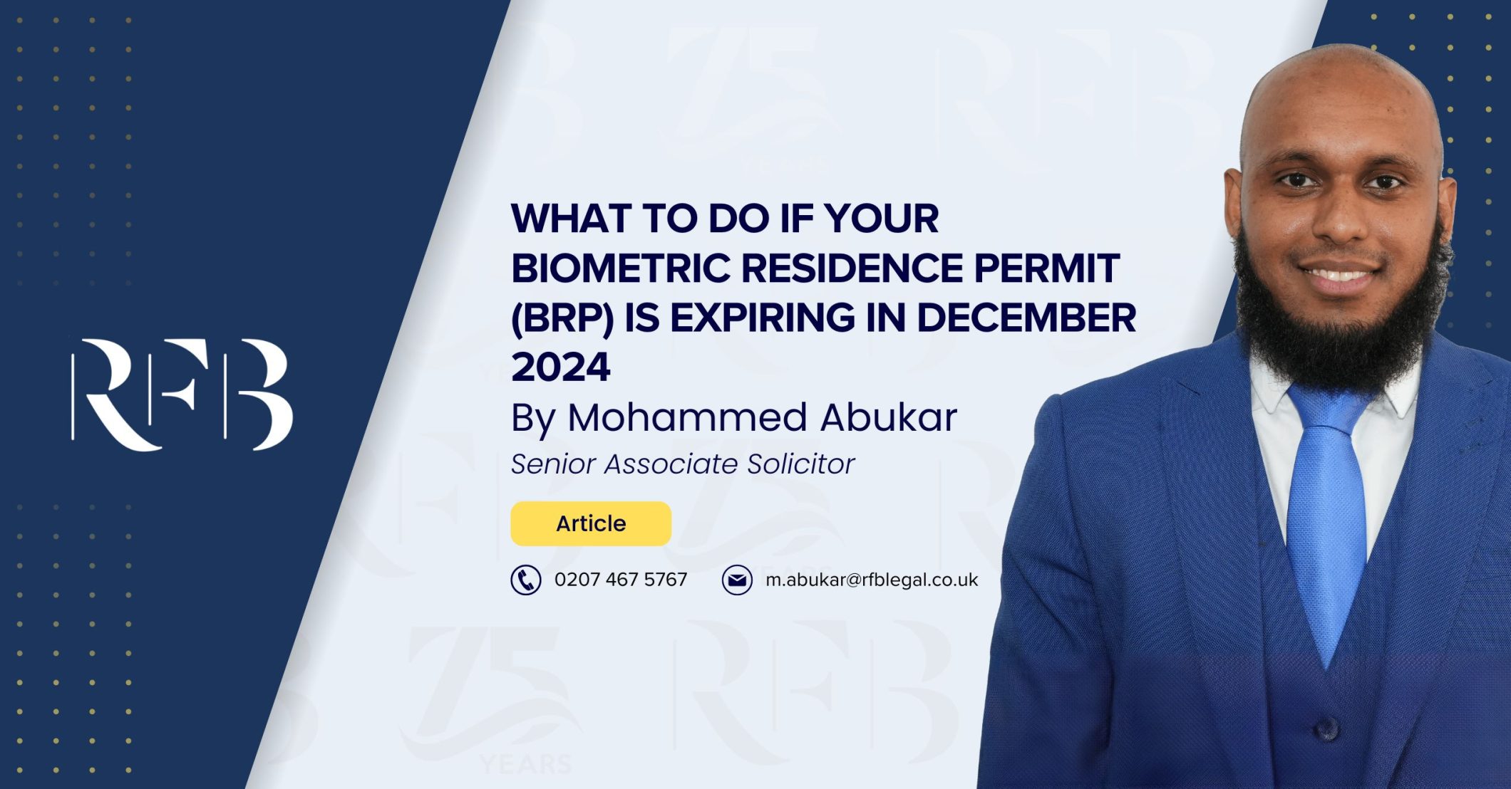 Cover for the article "What to Do if Your Biometric Residence Permit (BRP) is Expiring in December 2024" featuring Author Mohammed Abukar