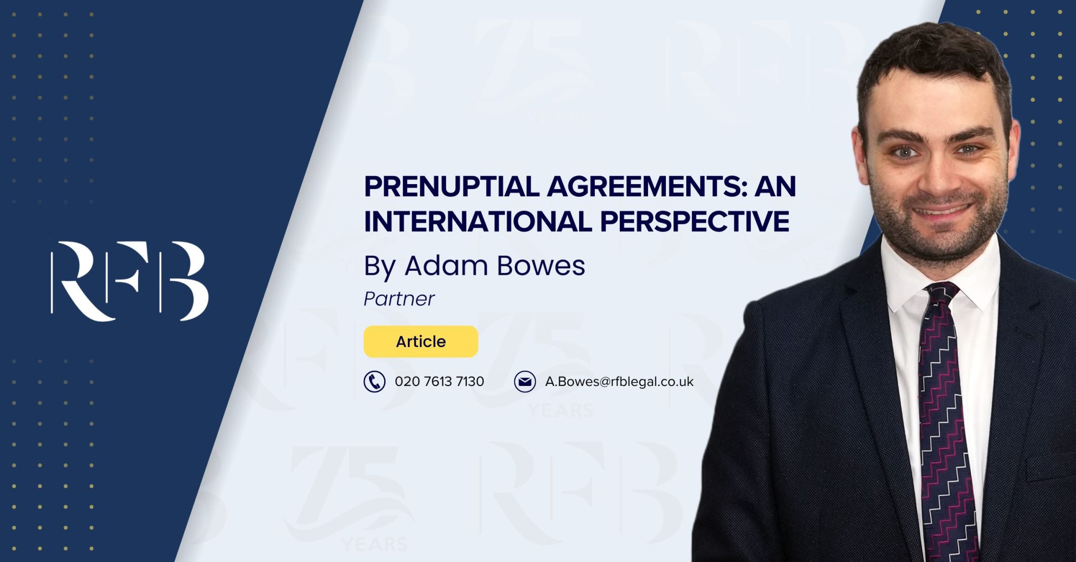 Cover image for article 'Prenuptial Agreements: An International Perspective' featuring Solicitor Adam Bowes