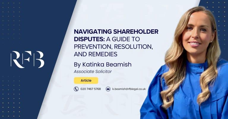 Cover image for the article 'Shareholder Disputes: A Guide To Prevention, Resolution, and Remedies' by Solicitor Katinka Beamish